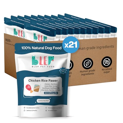 Image of BLEP Chicken Rice Natural Dog Food 4.2Kg (21 Pack of 200g) | Zero Preservatives|Aids Joint Health & Digestion|Collagen Rich| Human Grade, Natural Wet Dog Food|Ideal for All Breeds
