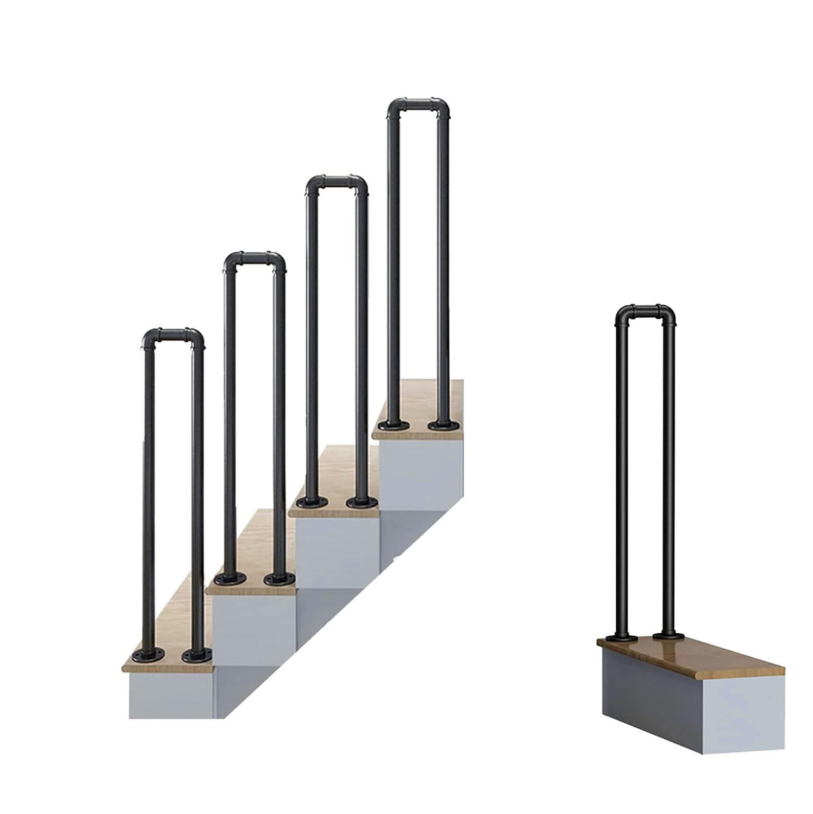 LWJSOCP 85cm Black Handrail Brackets Handrails for Outdoor Steps Outdoor handrails for Exterior Steps Outdoor Indoor Industrial Pipe Stair Banister Adjustable Stair Railing Indoor Outdoor Step