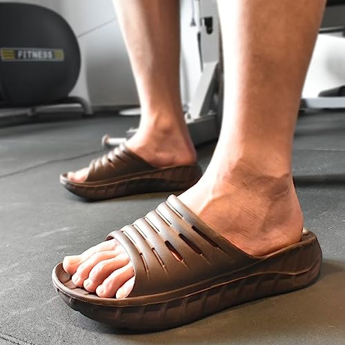 Image of GPOS Mens Sport Recovery Sandals Plantar Fasciitis Thick Cushion Slides Sandals Lightweight Comfort Orthotic Slippers