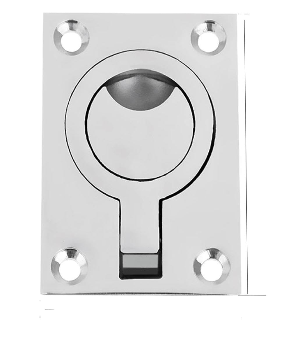 Aqhkgzmbe 62X44mm Mirror Polish Locker Marine Stainless Steel Hatch Pull Handle 50Mm Round Flush Lift Ring Compatible With Boat(62X44mm)