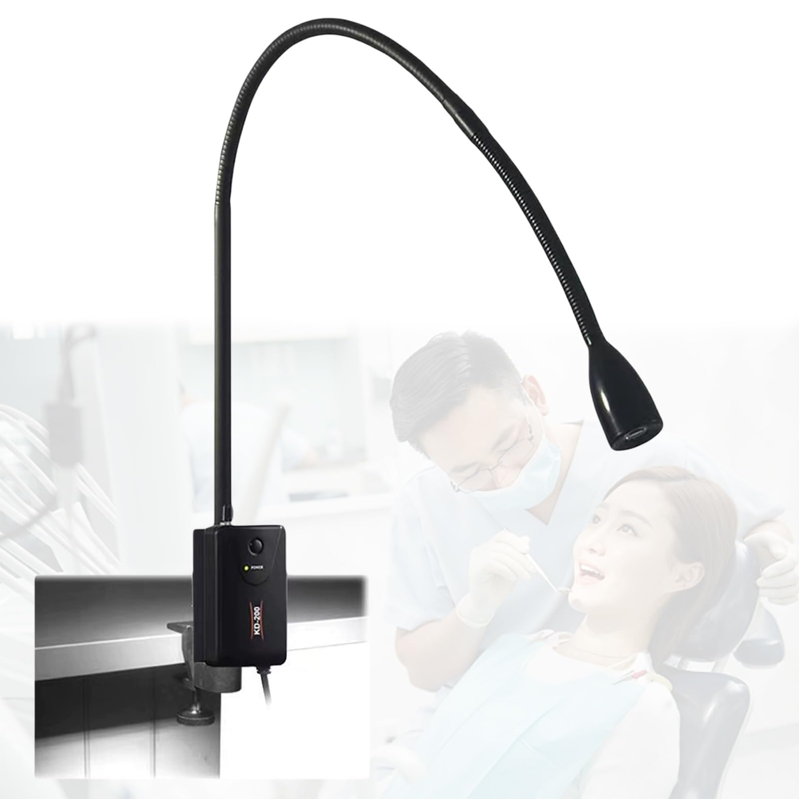 Lampada da Esame A LED da 5W con Collo D'Oca E Morsetto da Tavolo, Luminosità Regolabile, per Otorinolaringoiatria, Ambulatorio E Chirurgia.