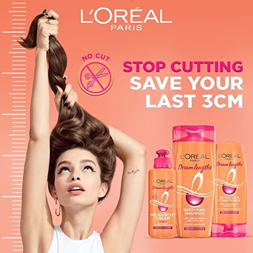 Image of L'OREAL PARIS Dream Lengths No Haircut Cream Leave-In Conditioner, 200Ml & Dream Lengths Conditioner, 192.5 Millilitre For Damaged & Dry Hair (Fresh)