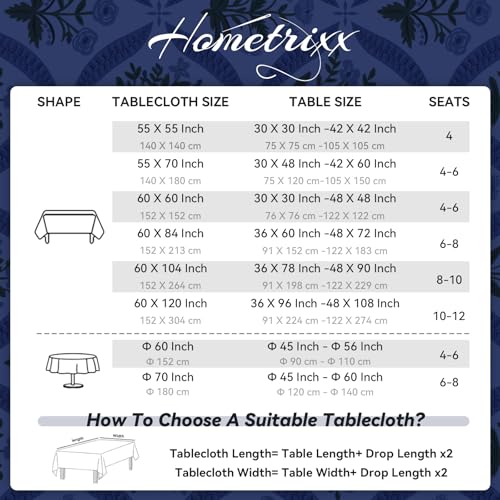 hometrixx Block Print Floral Washable Rectangle Table Cloth Blue 60x84inch by hometrixx - Used condition - Image 7