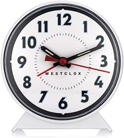 Westclox Keywound Analog Alarm Clock, Loud Bell Alarm, Manual Wind Up, No Batteries or Electricity Required (White, 4.5" x 4.25")