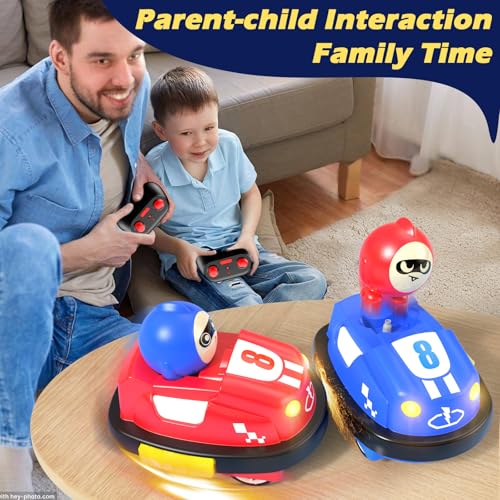 Remote Control Bumper Cars for Kids, RC Ejecting Bumper Car Toys with Light & Music, Mini RC Racer Game Set of 2, Toddler Toy Vehicles, Birthday Gifts for Boys Girls Age 3 4 5 6 7 8 Years Old - Image 6