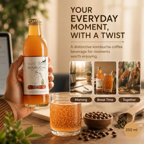 Image of KAALI BILLI Kombucha Coffee, Pack of 2 | Fermented Tea, All Natural, Gut Healthy Drink | 2 x 250ml | Vegan, Preservative free, Low calorie, Low sugar