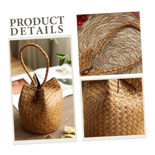 Cabilock Woven Storage Bag with Handle Natural Sea Grass Tote for Parties and Travel Versatile Rustic Bag for Picnic Hiking and Shopping Unique Decorative Design3
