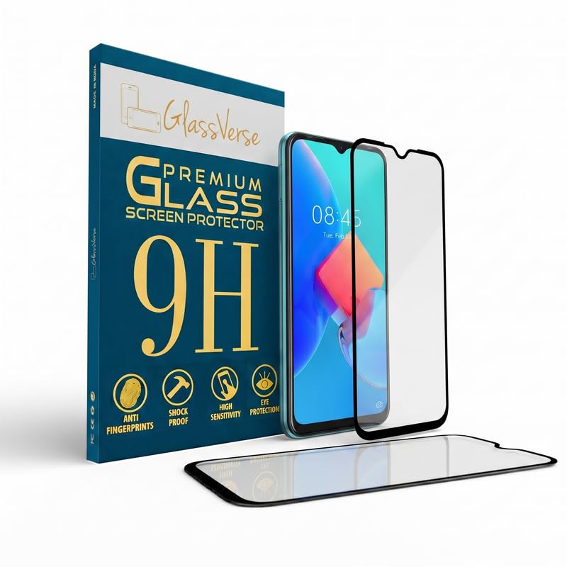 Image of GlassVerse 9H Gorilla Tempered Glass for Tecno Spark 8C | HD Clarity Screen Protector, Ultra Strong 9H Protection, Edge to Edge, Case Friendly, Hassle-less Installation Kit Included. (Pack of 2)