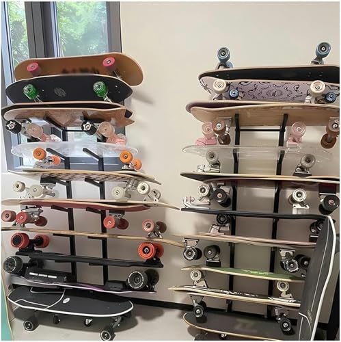 Stojak ekspozycyjny na sprzęt sportowy, niezależny stojak na deskorolki, snowboard, maty, metalowy stojak do prezentacji (czarny, 35 x 25 x 101 cm)