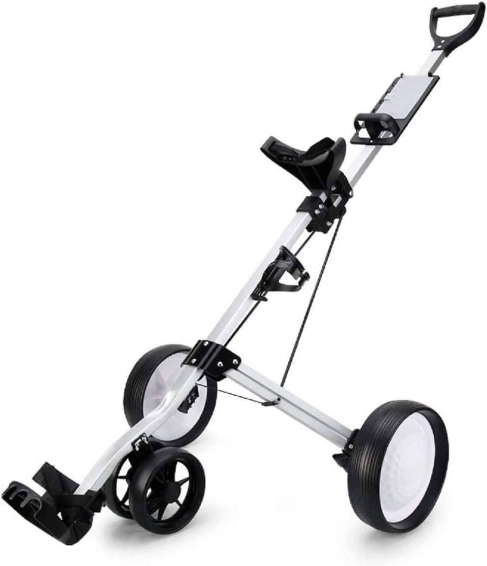 Golf Push Cart Golf Trolley 4-Wheel, Golf Push Cart with Kettle Stand Scoreboard Golf Cart Light Trolley, Easy Carry and Fold