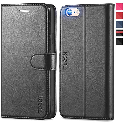 TUCCH Funda iPhone 6, Funda iPhone 6S, Funda Protectora de Cuero PU con Garantía de por Vida, Cáscara de TPU, Soporte Plegable, Ranura para...