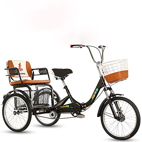 YYOBK Complete Cruiser Bikes,Adult Recumbent Bikes,Comfort Bikes,Foldable Tricycle,Trike,Old Scooter,Three-Wheeled Bicycles for Parents and Kids,20 Inch Tire Double Chain,Maximum Load 441LB