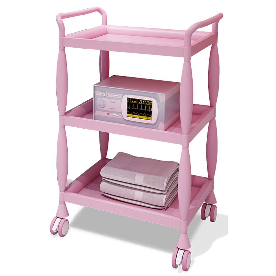 LJYKBFL 3-Tier Rolling Kitchen Cart Utility Service Trolley With Wheels Easy To Move Storage Rack For Home Restaurant & Hotel Spa & Beauty Tool Nizer