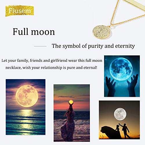 Fiusem Gold Layered Necklaces For Women, Dainty 14K Gold Plated Moon Pendant Necklace And Choker Necklaces For Women, 15”, 16”, 18” #TOP4