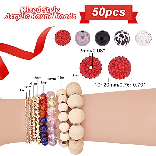 PH PandaHall 20mm Bubblegum Beads 50pcs Red Black Beads 20mm Large Pen Bead Chunk Acrylic Bead for Jewellery Making Christmas Halloween Keychain Wedding Party Decoration - Image 3
