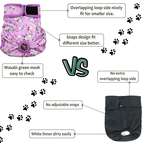 Image of Female Dog Diapers - Premium Reusable Diapers for Doggie in Heat - Highly Absorbent Dog Diapers Female for Pet Incontinence with Adjustable Snaps Flowers, S