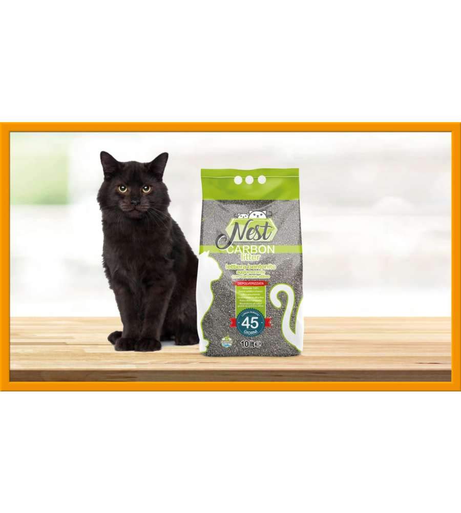 Mast Nest Carbon Litter - Arena aglomerante despolvada de Bentonita con carbón Activo, 10 l