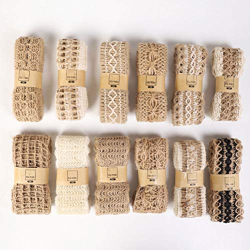 EXCEART 17 Pcs Rolos de Serapilheira Fita Curva- Nó Definir Rústico Tecido de Juta Guita Hemp Corda