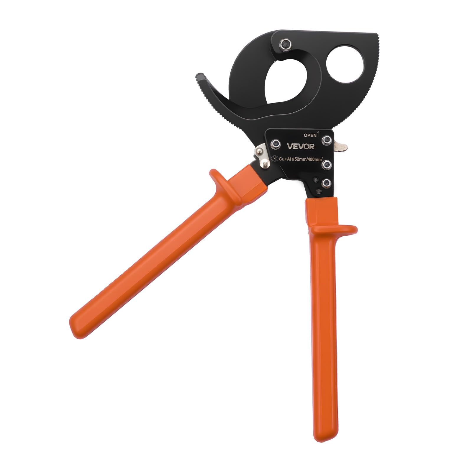 VEVOR Coupe Câble à Cliquet, Pince Coupe Câbles avec Lames en Acier à Ressort et Poignées Revêtues de PVC, pour Fils en Cuivre et Alu jusqu'à 400 mm² 800 MCM, avec Bouton à Dégagement Rapide