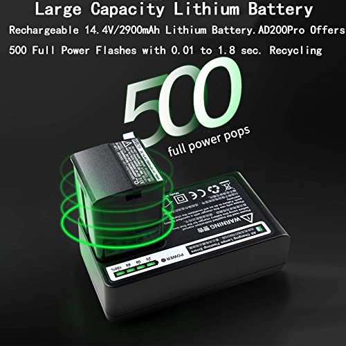Image of Godox AD200 Pro Flash Strobe, 200Ws Portable Strobe Flash with Godox XPro-S Wireless Flash Trigger for Sony, TTL 1 /8000s HSS Monolight, 2980mAh Li-ion Battery, 500 Full Power Flashes,0.01-1.8s Recycle