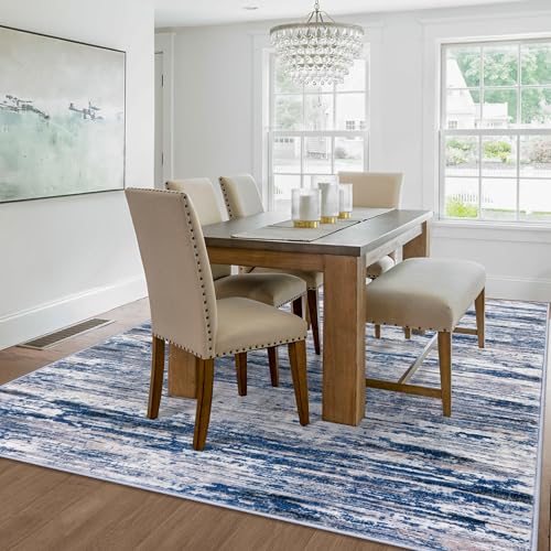 Navy Blue Gray Neutral Multi 6x9 Modern Abstract Area Rug for Bedroom, Large Super Soft Washable Rug with Non-Slip, Non-Shedding Rugs for Living Room, Indoor Door Mat for Office Home Décor