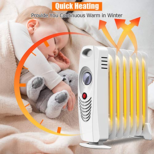 Tangkula 700W Portable Space Heater, Oil-Filled Radiator with Adjustable Thermostat, Overheat Protection, Electric Heater for Home, Bedroom, Indoor Use - Image 4
