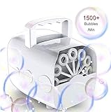 FÁCIL DE USAR: simplemente vierta unas gotas de la solución de burbujas frente al ventilador de la máquina de burbujas, entregue montones de burbujas con solo presionar el botón.
