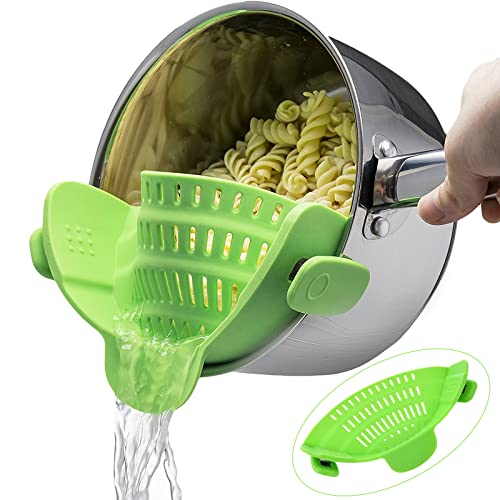Colador de cocina de silicona, colador de cocina, colador de silicona, manos libres, resistente al calor, Colander Pour, colador de pasta, colador de pasta, colador para frutas, verduras (verde) Cover