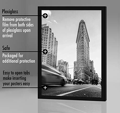 Americanflat 24x36 Poster Frame with Polished Plexiglass - Black Picture Frame - Wide Photo Frames Made of Engineered Wood for Vertical or Horizontal Wall Display - Epic Collection - Black