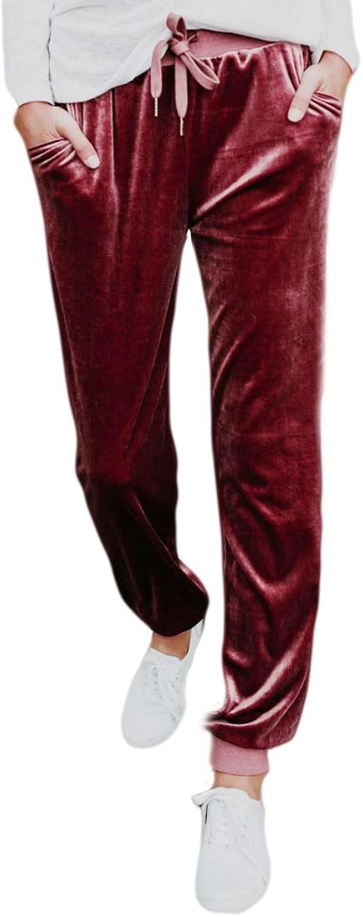 Pantaloni a Trapezio con Pantaloni causali a Vita Alta in Velluto a Vita  Bassa di Dwawstring (Color : Rosso, Size : XL) : Amazon.it: Abbigliamento