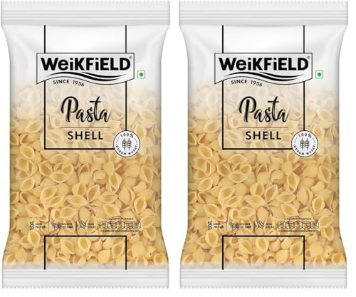 Image of Weikfield Shell Pasta | Healthy Pasta Made With 100% Durum Wheat Semolina | No Maida | Rich in Protein & Fibre | Non Sticky | 100% Vegetarian | 1Kg Pouch (Pack of 2)