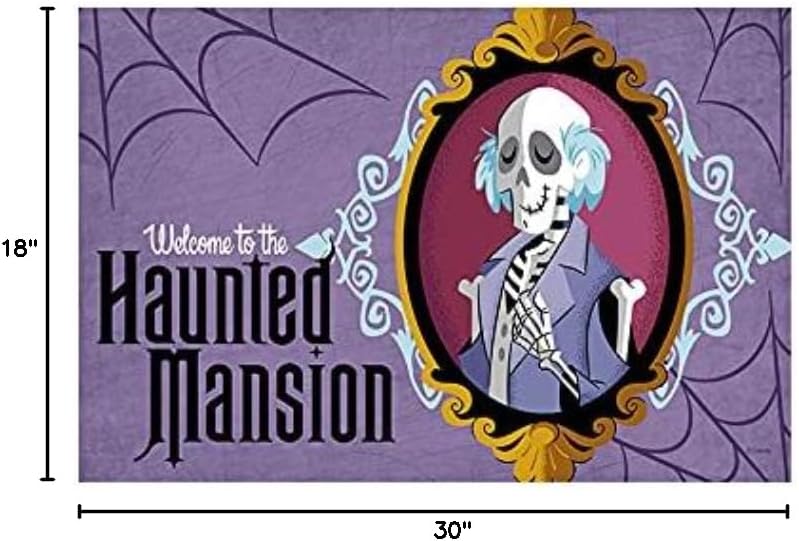 Flagology Haunted Mansion, Disney Welcome to The Haunted Mansion Doormat - 18" x 30", Outdoor/Indoor, Heavy Duty Recycled Rubber, Non-Slip Backing, Doormat, Halloween