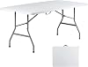 Go-Trio 6ft Folding Table, 6ft Portable Plastic Table for Party, Heavy Duty Table 6ft Folding in Half - Utility Dining Card, Long Table for Indoor Outdoor Folding Picnic, Camping, White, Large