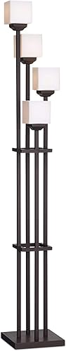 Lámpara de pie estilo árbol con cuatro luces de bronce