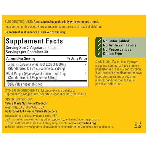 Nature Made Extra Strength Turmeric Curcumin with Black Pepper, 60 Capsules - image 8
