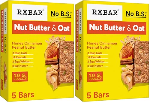 Image of RXBAR A.M. Protein Bars, Gluten Free Snacks, Breakfast Snacks, Honey Cinnamon Peanut Butter, 9.7oz Box (5 Bars) (Pack of 2)