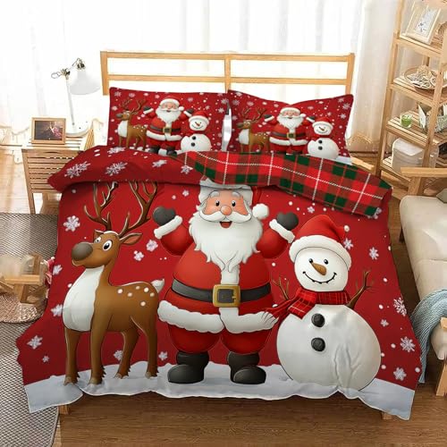 NAWVNMI Cartoon Weihnachten Bettwäsche 155x200cm -...