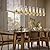 Modern Gold Linear Chandelier for Dining Room, 54'' Rectangular Dining Chandeliers Over Dining Table 16 Light, Linear Chandelier Lighting Fixture with Glass over Kitchen Island, Includes Bulbs