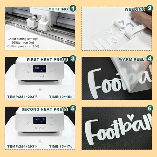 Image of White Glitter Puff Vinyl Heat Transfer - 12 inch x 5ft 3D Puff HTV Vinyl, Glitter Puffy Iron-On for Fabrics, Perfect for T-Shirts, Bags, Pillows, Compatible with Cricut & Cameo