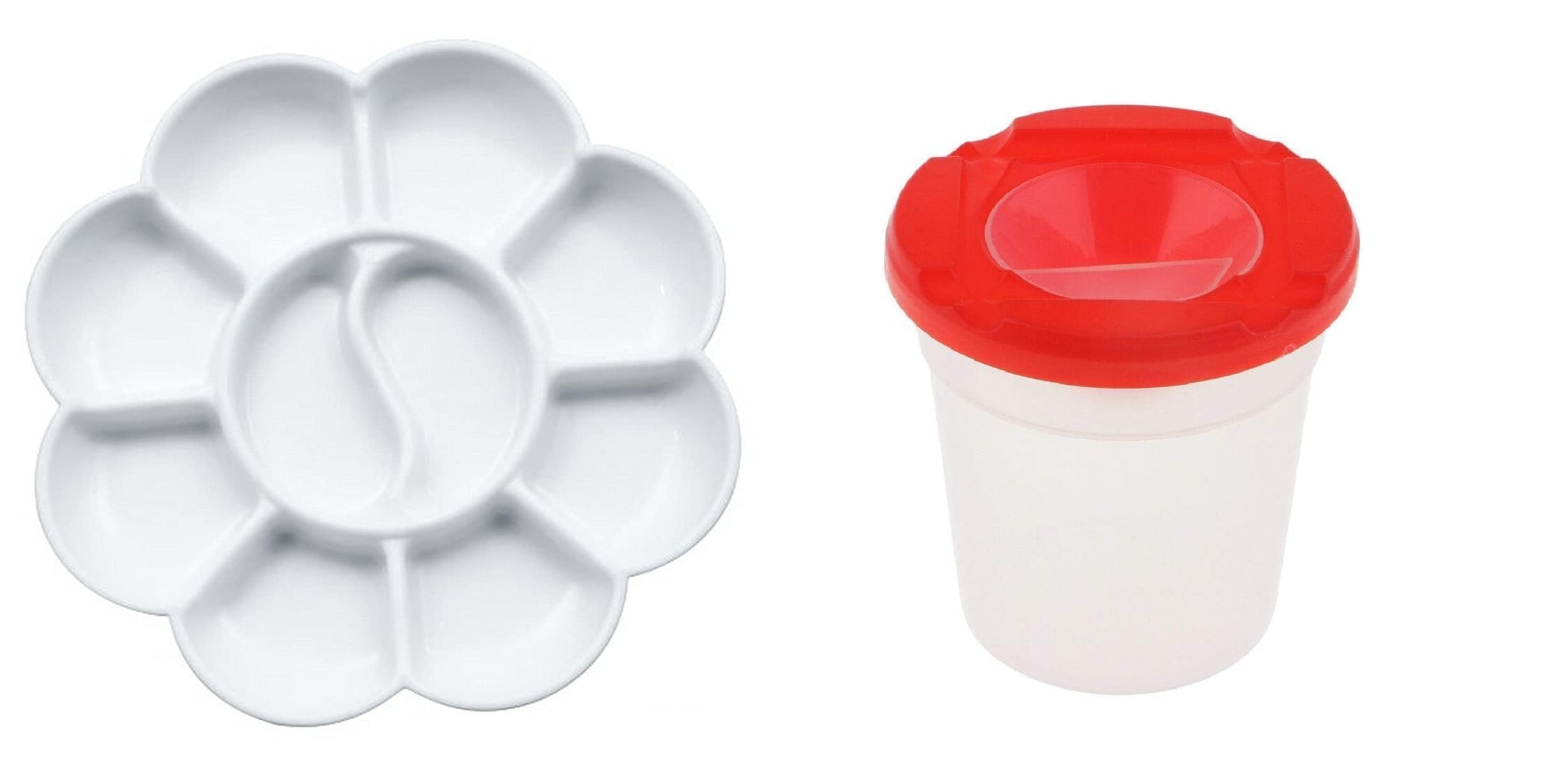 53 Arts Painting Palette and Water Pot Set – 1PC Flower-Shaped Mixing Tray & 1PC Spill-Proof Water Cup for Kids and Artists – Art Supplies for Watercolor & Acrylic Painting-image-43