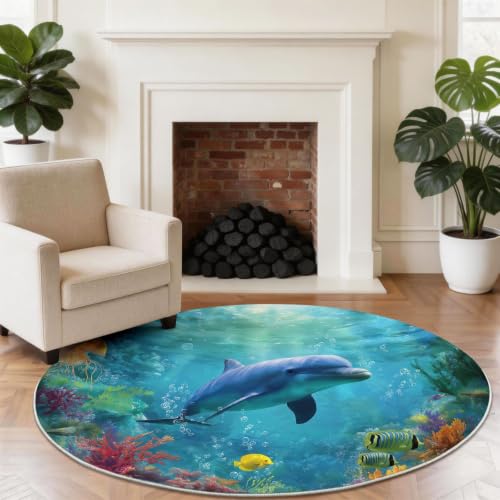 Tapis dauphins rond antidérapant pour protéger le sol du bureau