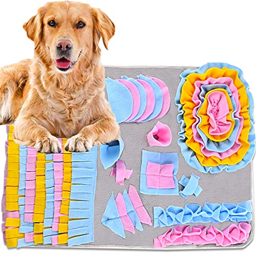 Nabance Schnüffelteppich Hunde Schnüffelrasen Hund Riechen Trainieren Matte Futtermatte Trainingsmatte intelligenzspielzeug Waschbar Faltbar rutschfest Hundespielzeug Schnüffelspielzeug Rosa Blau Cover