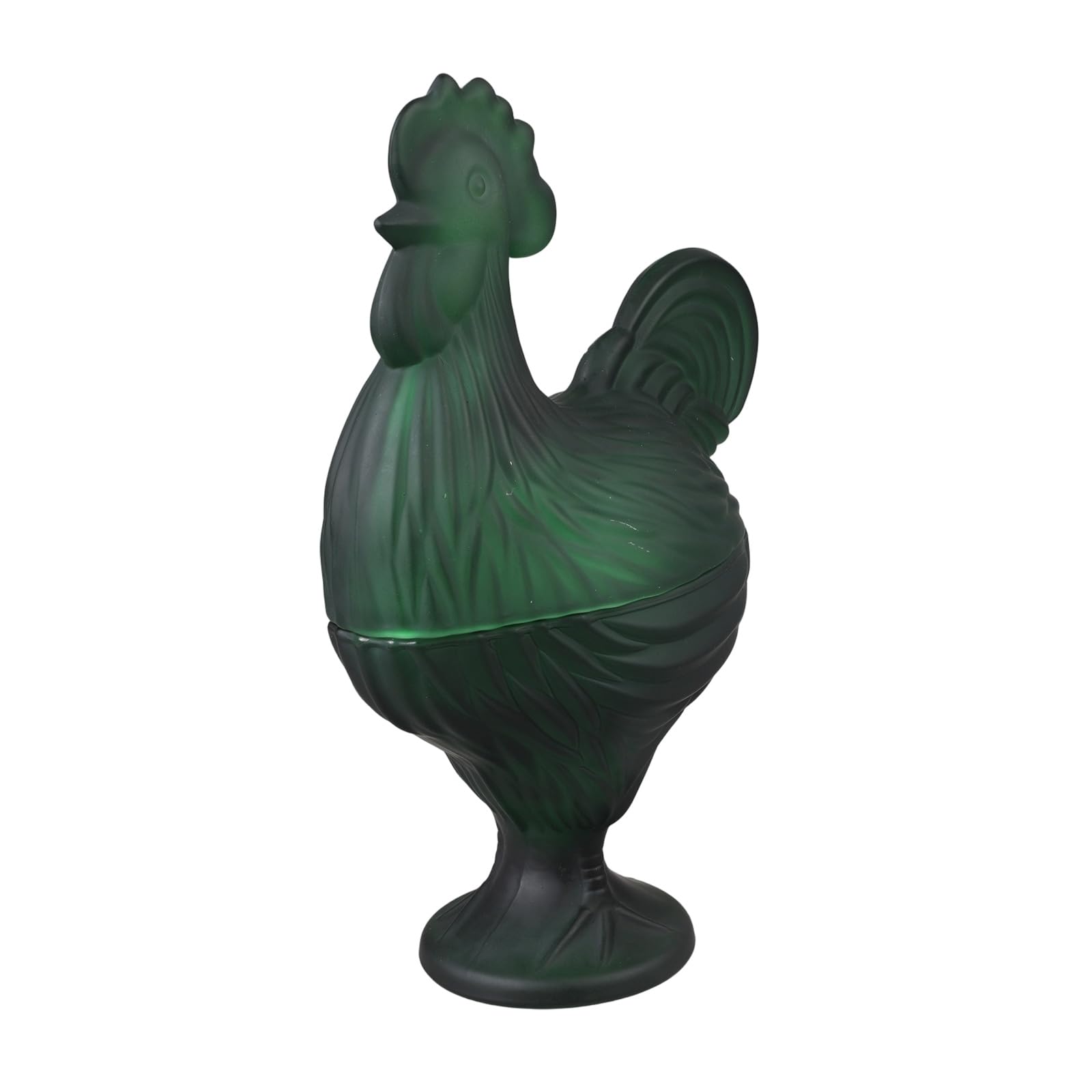 Piceioep Artistic Glass Rooster Canister with Lid Multifunctional for Dessert Storage and Ideas Decorative Glass Rooster Sculpture Canister Candy Jar with Lid