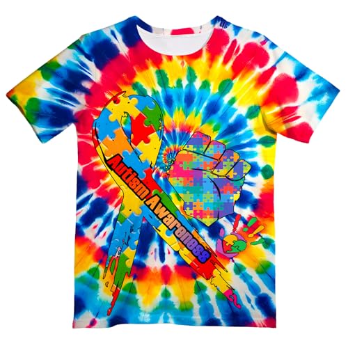 Image of Kids Neon Tie Dye Shirt for Boys Girls Tie-Dye T-Shirt Hippes Tshirt Senior Children Tee Size 6-16 Years Age