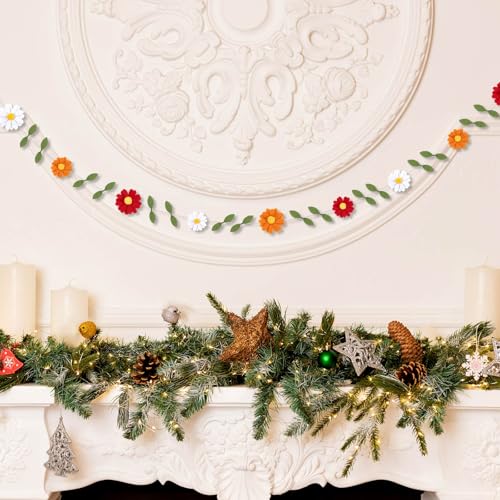 Janinka 1 Pcs Wool Felt Daisy Garland Wildflower Garland, Autumn Color by Janinka - Used condition - Image 4