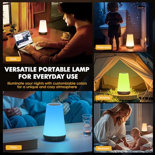 Auxmir Nachttischlampe Touch Dimmbar, Nachtlicht Fernbedienung Dunkelbraun – Ansicht 7