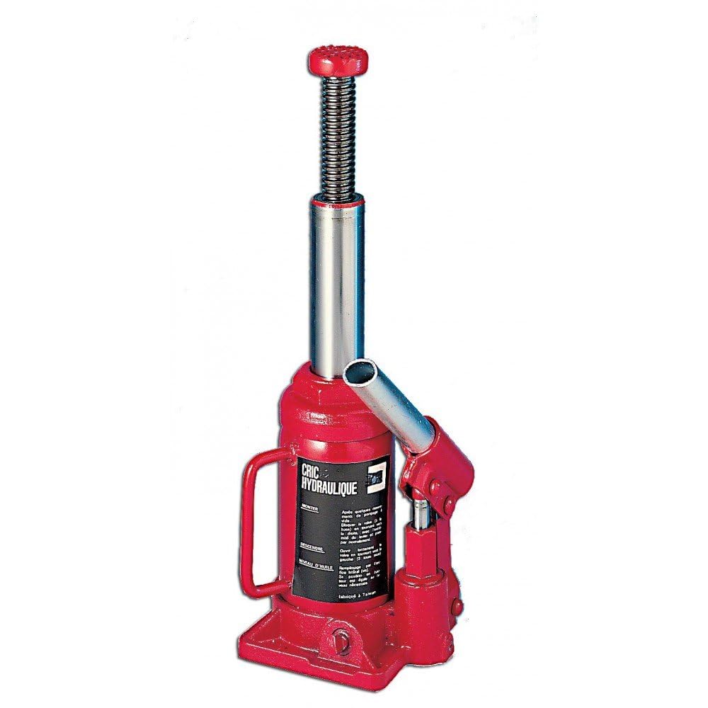 Cric Hydraulique Bouteille - Cric Voiture Compact et Puissant - Outil de Levage pour Auto, Bricolage et Atelier - 2 tonnes - Rouge