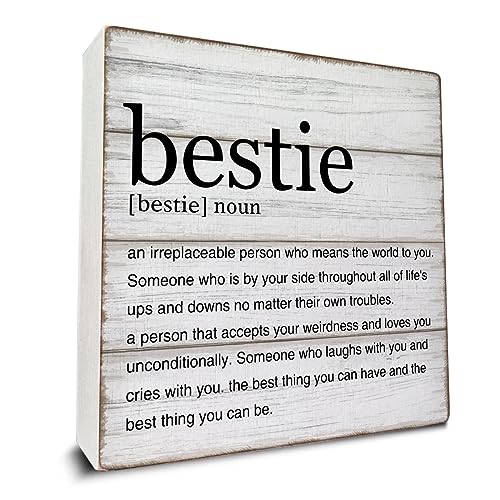 Bestie Gifts Bestie Definition Wooden Box Sign Best Friend Quotes Desk Decorative Wooden Sign Home...