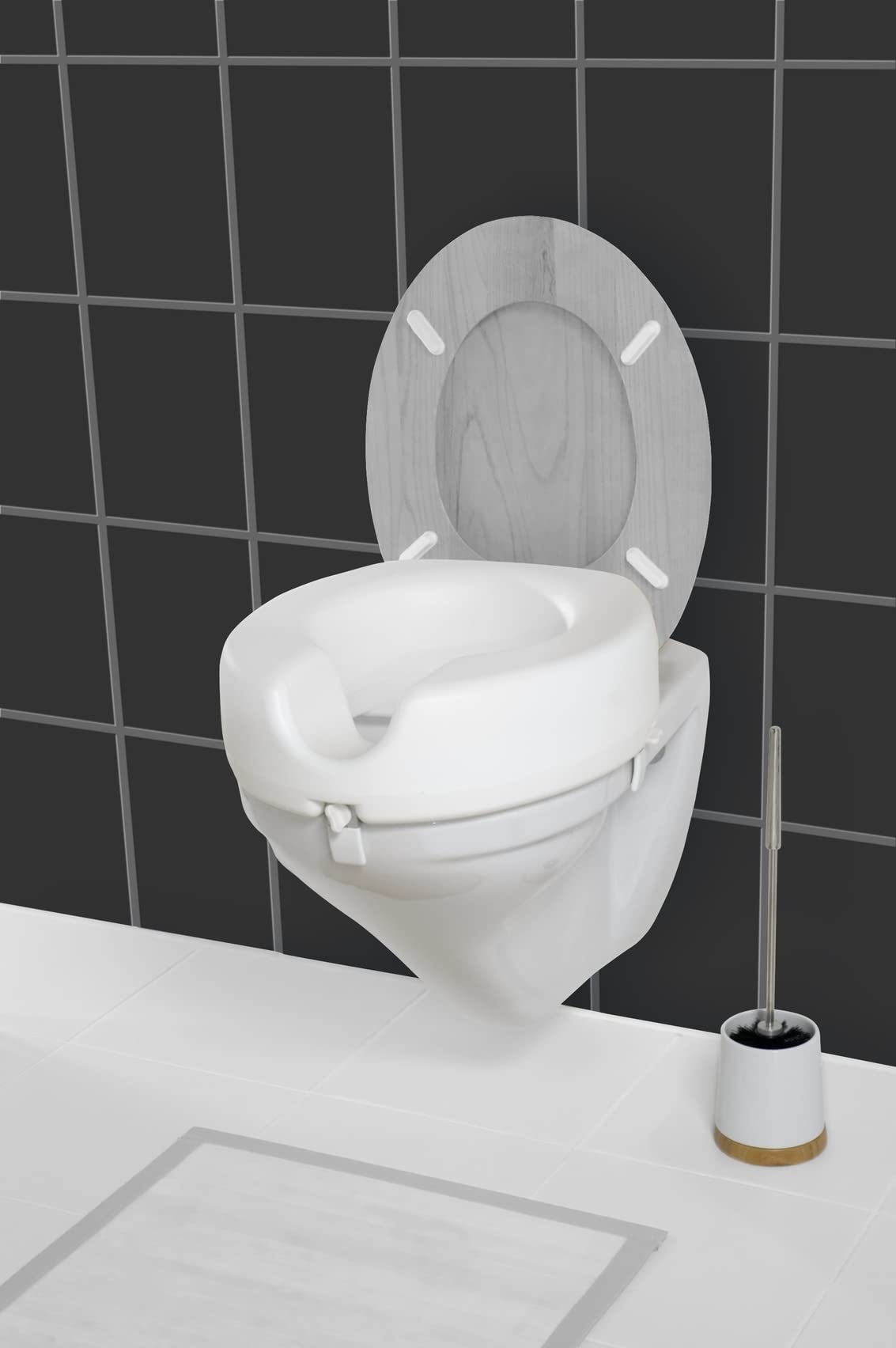 Wenko 17950100 Sedile Rialzato per WC Secura, Portata 150 Kg, Materiale Plastico, 44 x 17 x 41,5 cm, Bianco