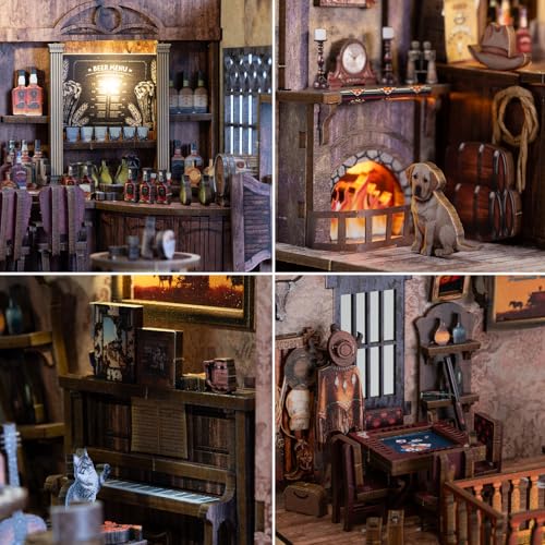 Image of Book Nook Kit - DIY Miniature House & Dollhouse Alley Model Kit, Puzzle Bookshelf Library Decor with LED Light, Craft Gift for Adults, Teens, and Family(Old Town Saloon)